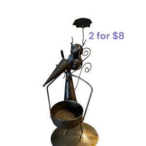 Tin Metal Abstract Comical Mouse Mice Votive Tea Light Candle Holder